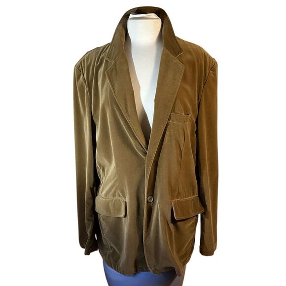 Vintage Pop Sugar Brown Velour Blazer. XL. Single, 2 Button academia lagenlook - Picture 3 of 16
